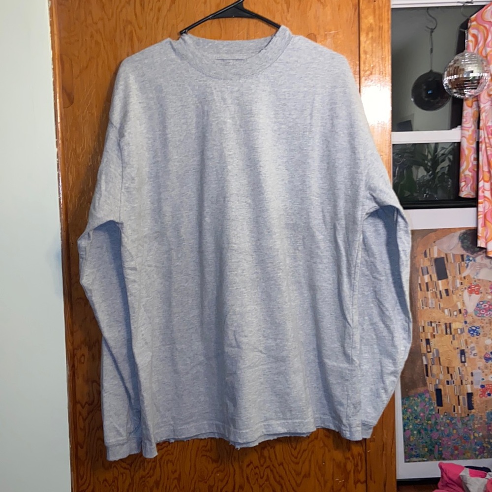 Pac Sun basics distressed long sleeve gray shirt